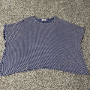 Zenana Outfitters Navy and White Striped Top